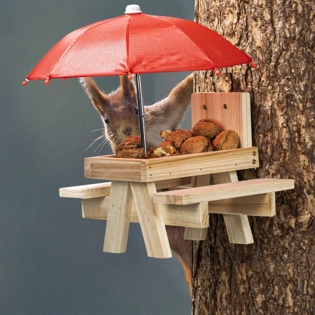 Hi Eichhörnchen-Futterspender Mit Regenschirm Beige