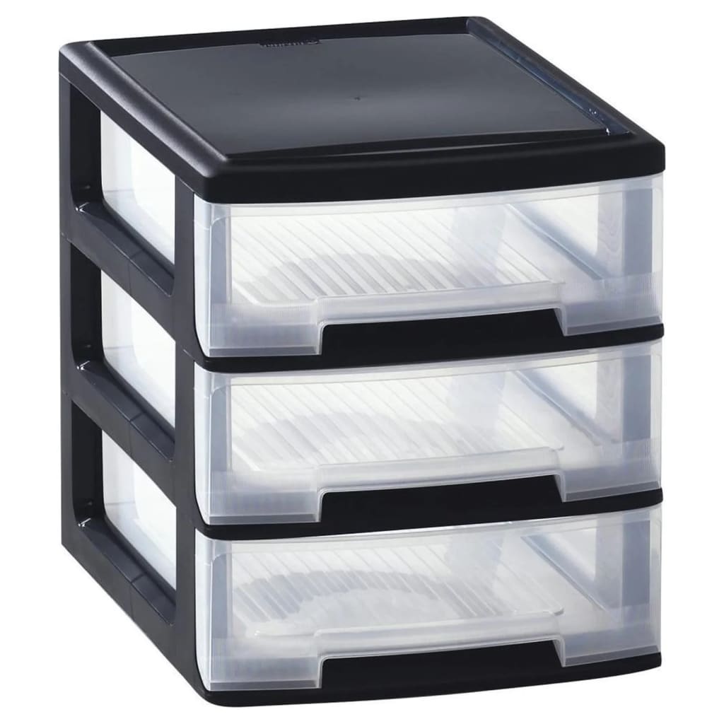 Curver Schreibtisch-Schubladenbox Babel A4 3X5L Schwarz Transparent