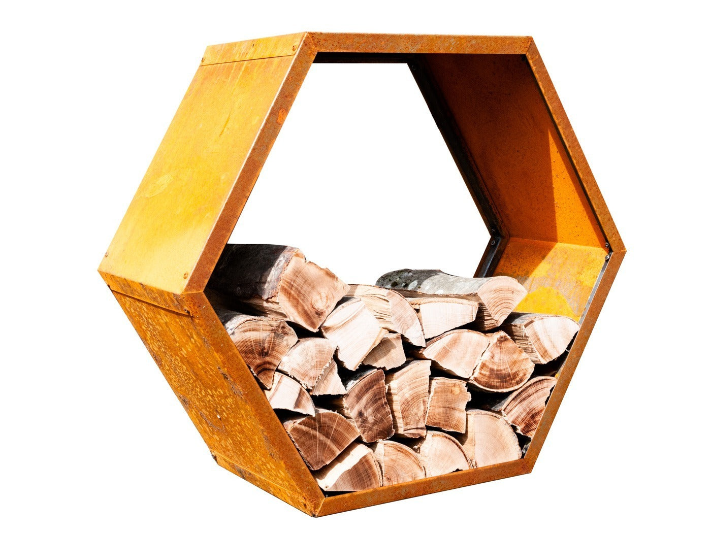 Kaminholzregal Corten Edelrost 6-Eck