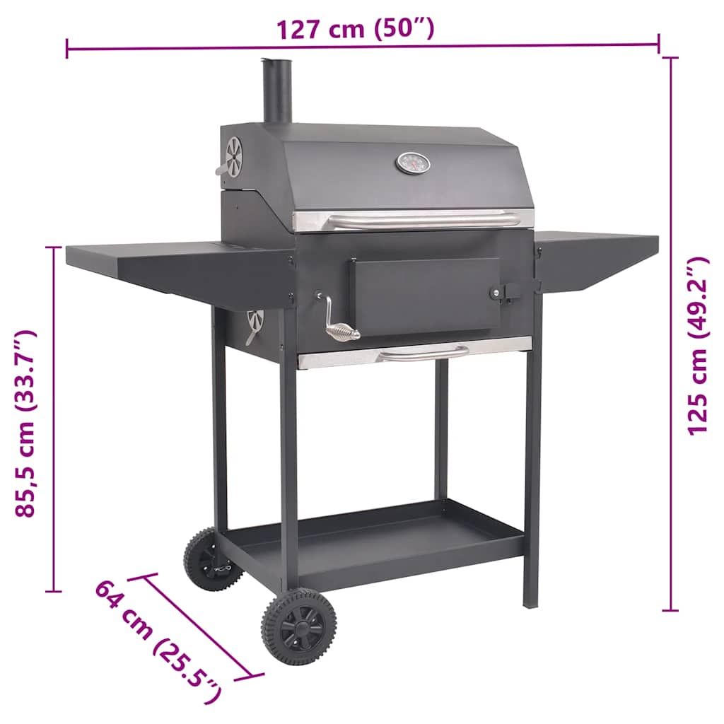 Holzkohlegrill Smoker Mit Ablage Schwarz