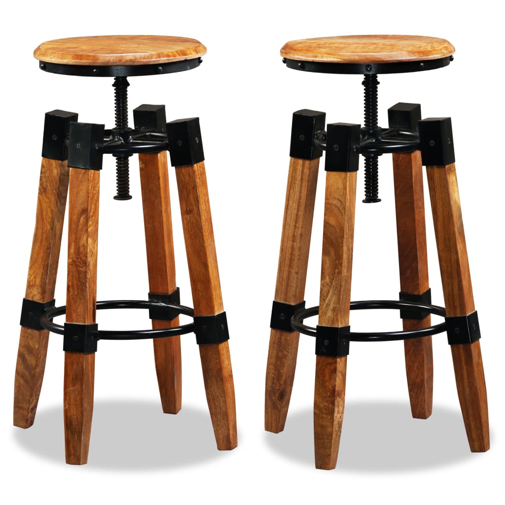 Barhocker 2 Stk. Mango Massivholz Gelb