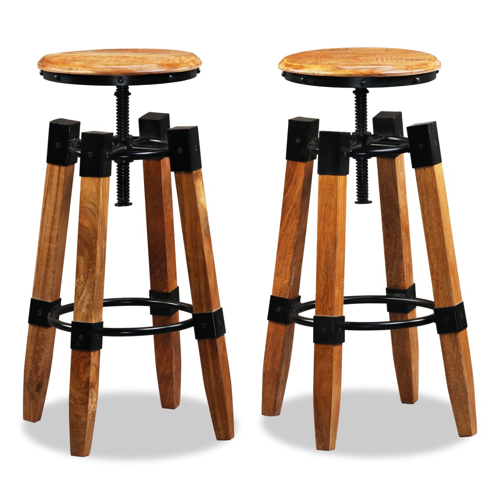 Barhocker 2 Stk. Mango Massivholz Gelb