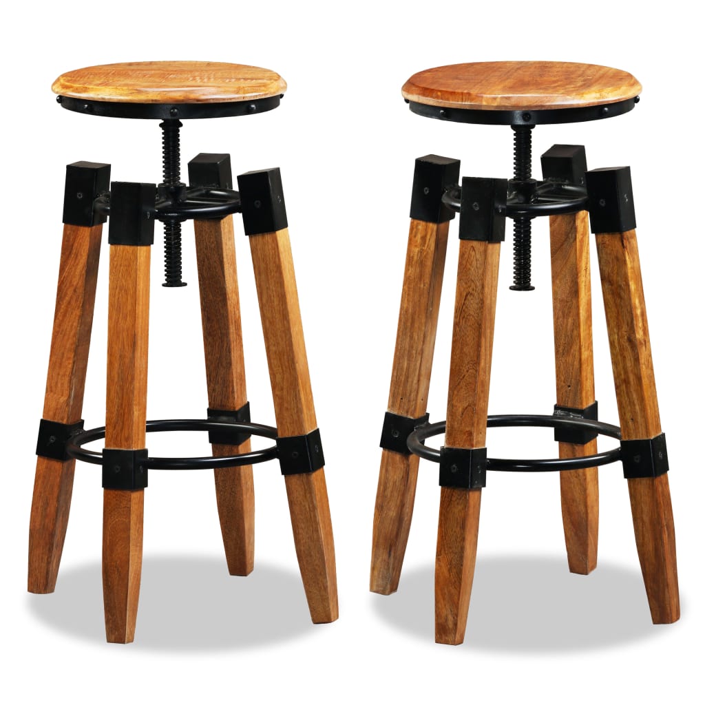 Barhocker 2 Stk. Mango Massivholz Gelb