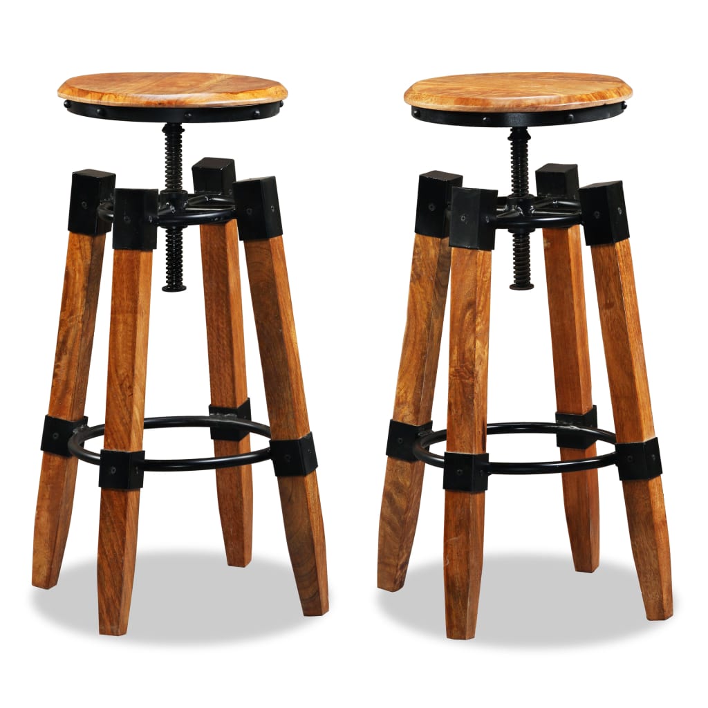Barhocker 2 Stk. Mango Massivholz Gelb