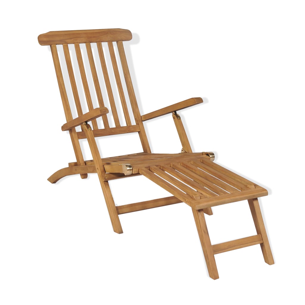 Garten-Liegestuhl Mit Fußstütze Und Tisch Massivholz Teak