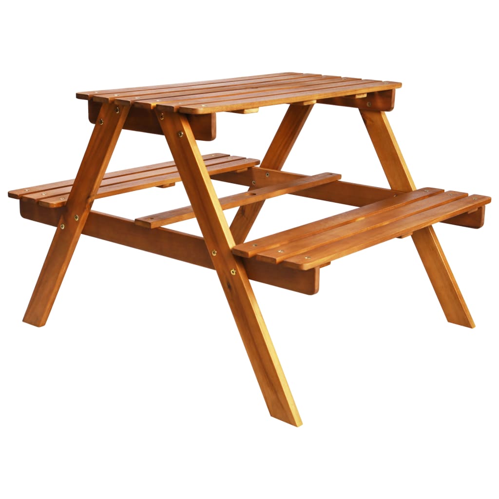 Kinder-Picknicktisch Mit Sonnenschirm 79X90X60 Cm Akazienholz