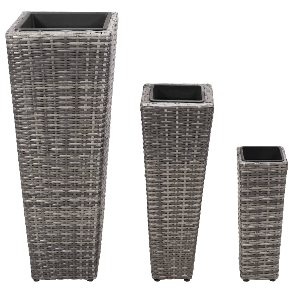 Garten-Hochbeet 3-Tlg. Poly Rattan