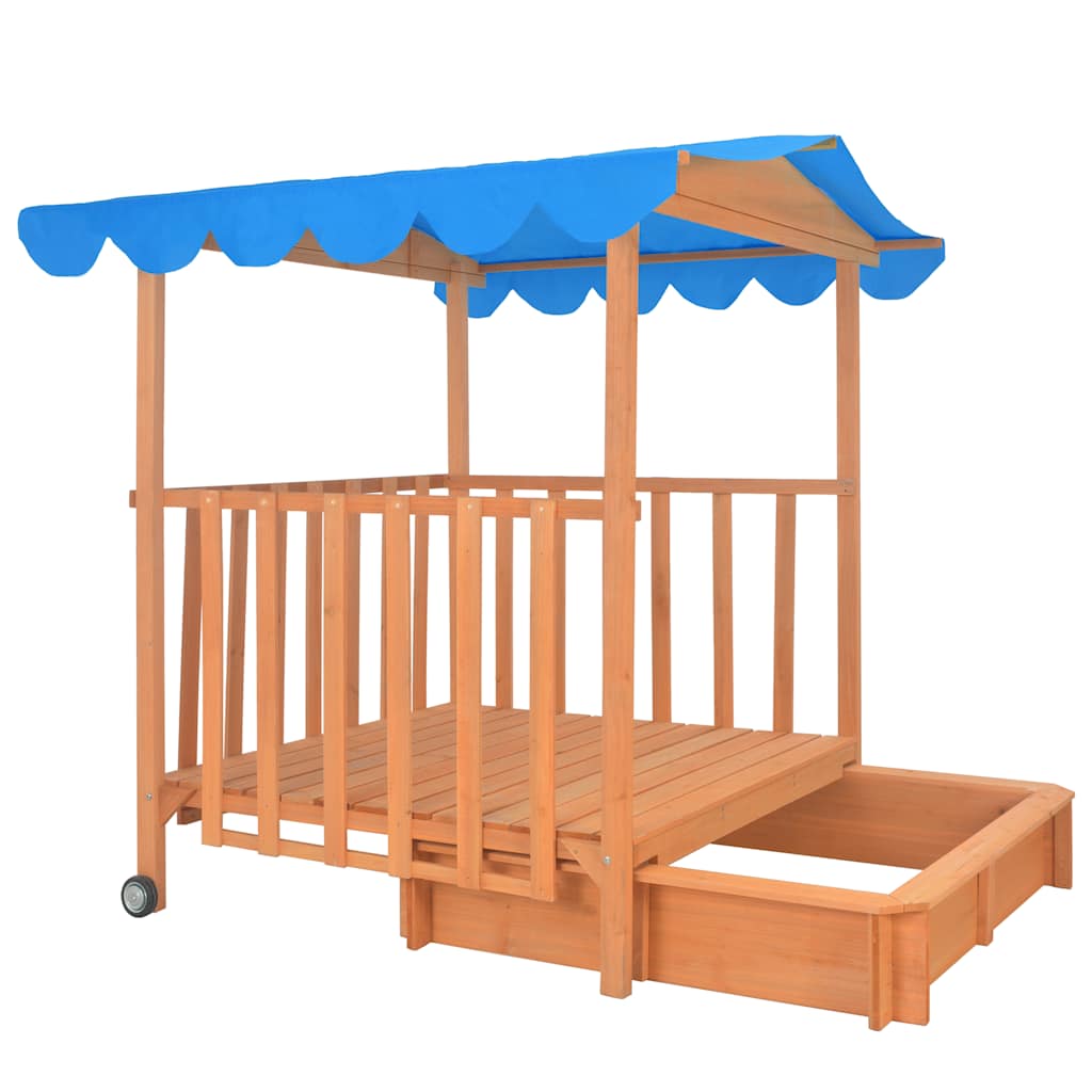 Kinderspielhaus Mit Sandkasten Tannenholz Blau Uv50