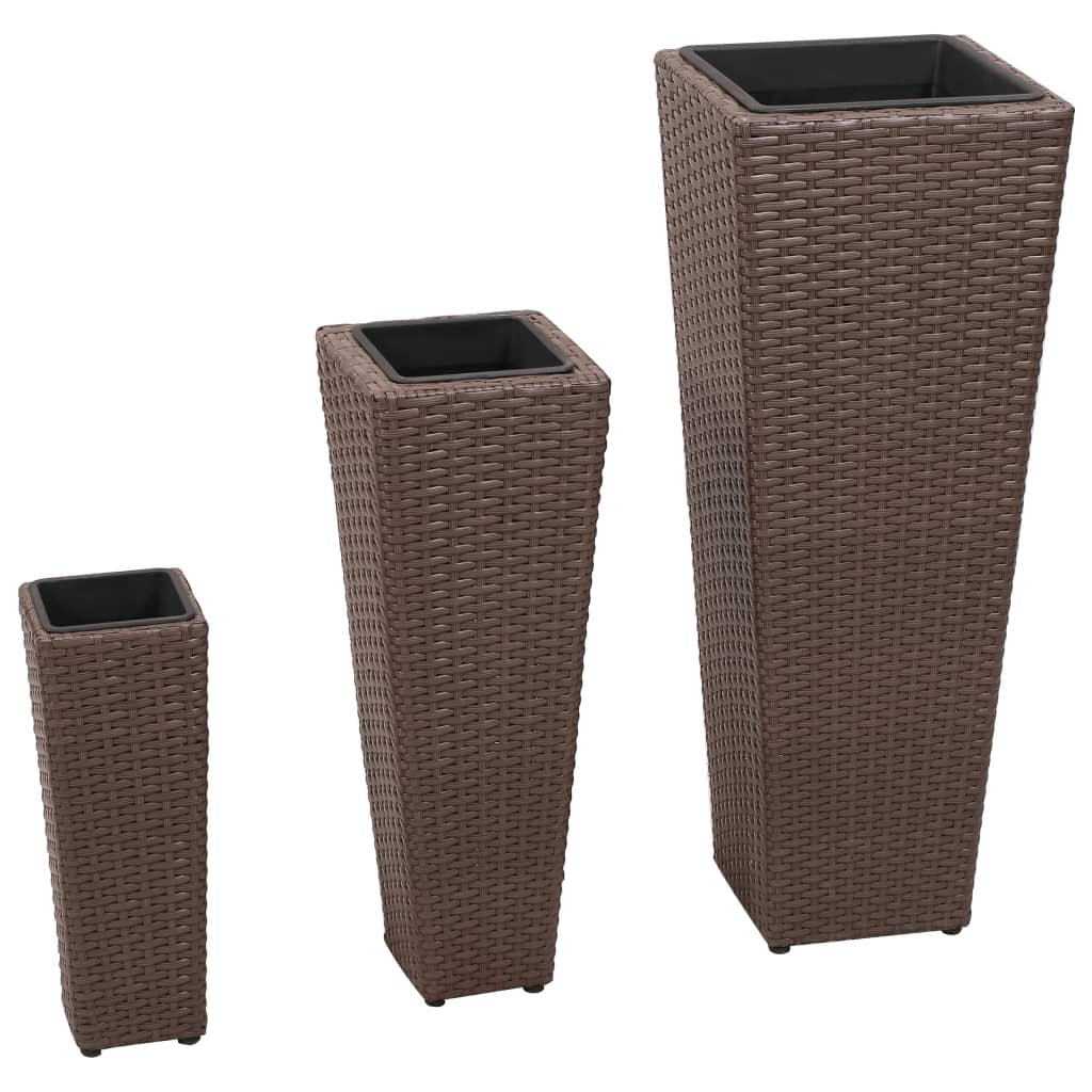 Garten-Hochbeet 3-Tlg. Poly Rattan