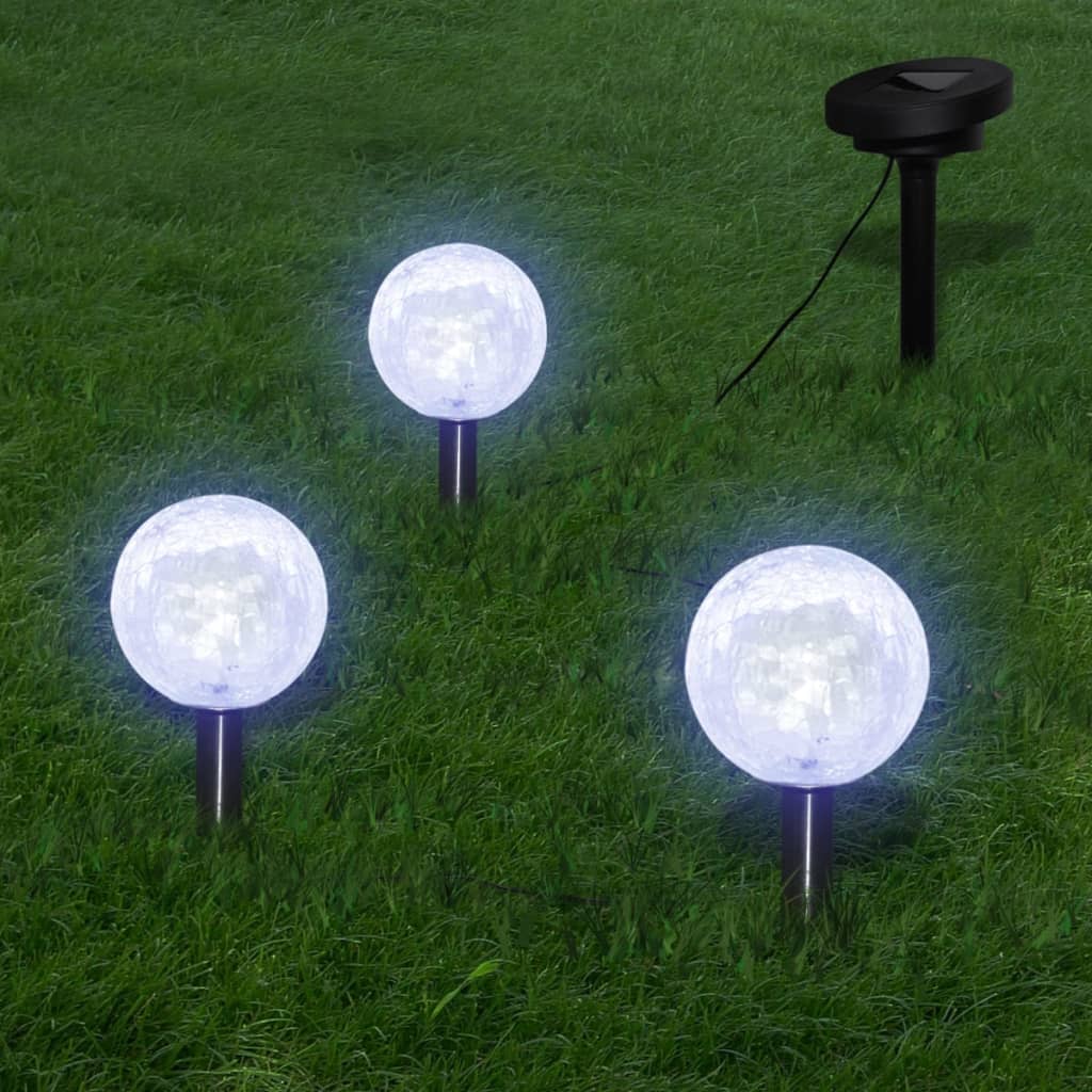Solarkugel 3 Led Gartenleuchten Mit Erdspießen & Solarmodul