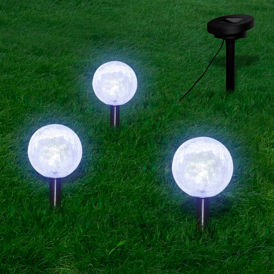 Solarkugel 3 Led Gartenleuchten Mit Erdspießen & Solarmodul