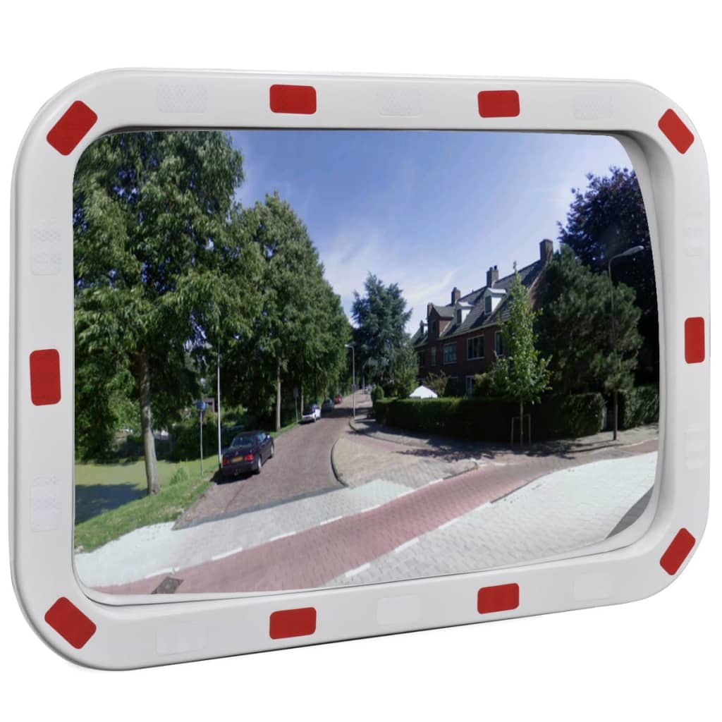Verkehrsspiegel Konvex Viereckig 40×80 Cm Mit Reflektoren