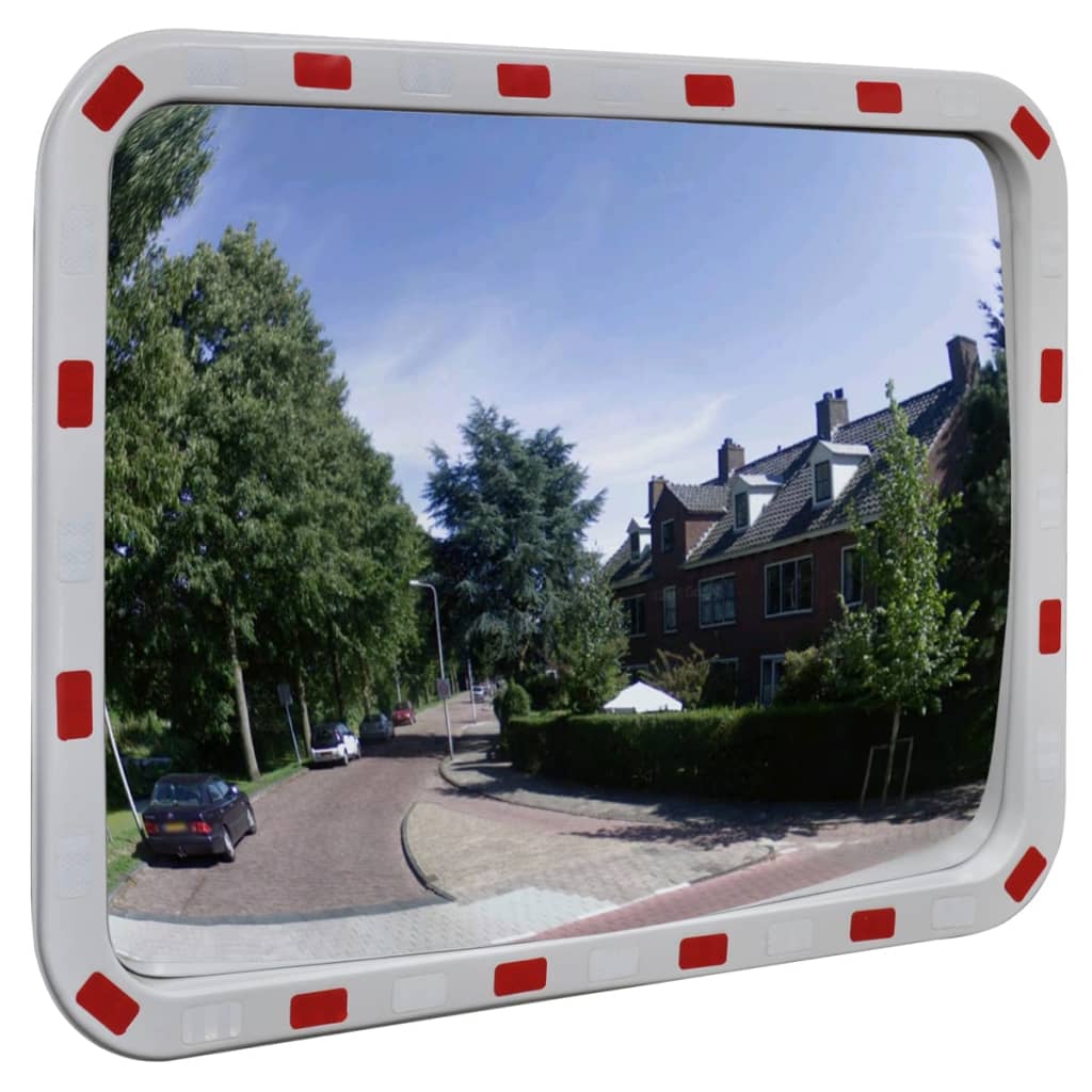 Verkehrsspiegel Konvex Viereckig 40×80 Cm Mit Reflektoren