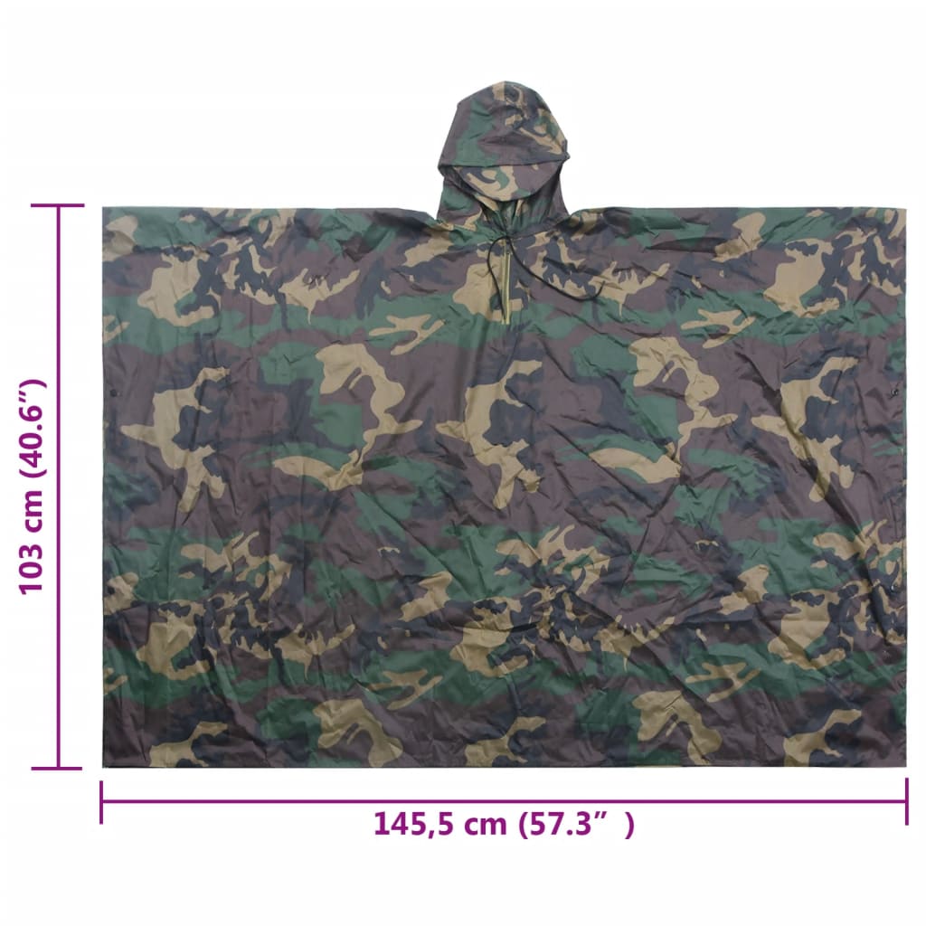 Wasserdichter Armee-Regenponcho Für Camping/Wandern Tarnung