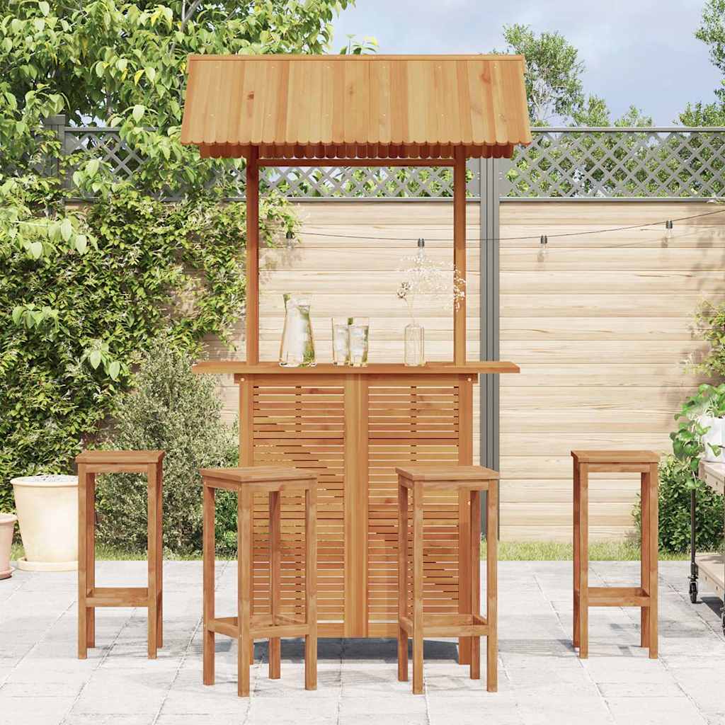 Outdoor-Bartisch Mit Dach 113X106X217 Cm Akazie Massivholz