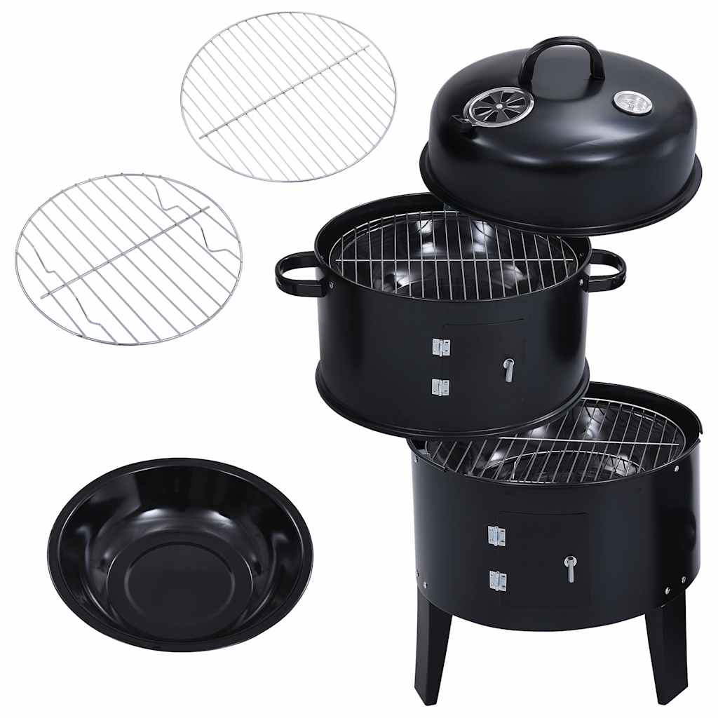 3-In-1 Holzkohlegrill Räucherofen 40×80 Cm Räuchereiche