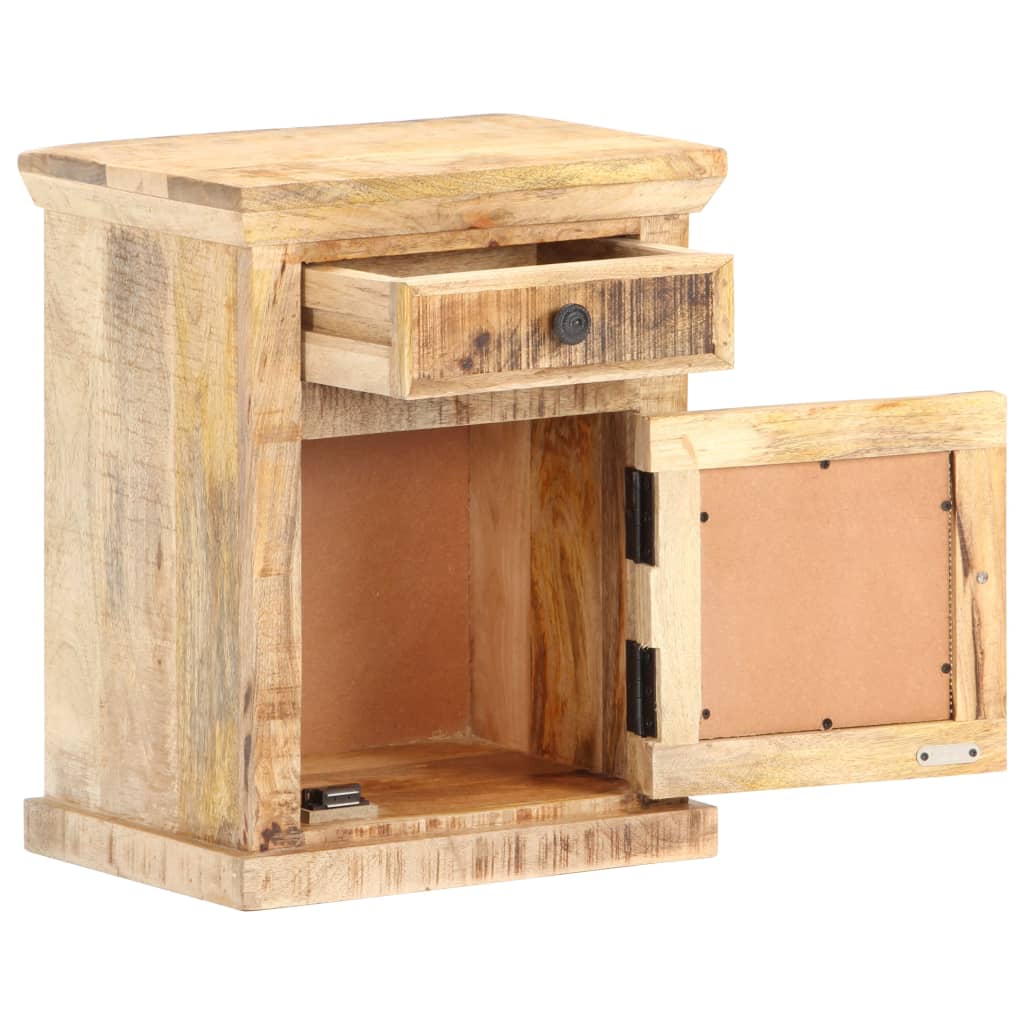 Nachttisch 40X30X50 Cm Massivholz Mango Und Naturgeflecht