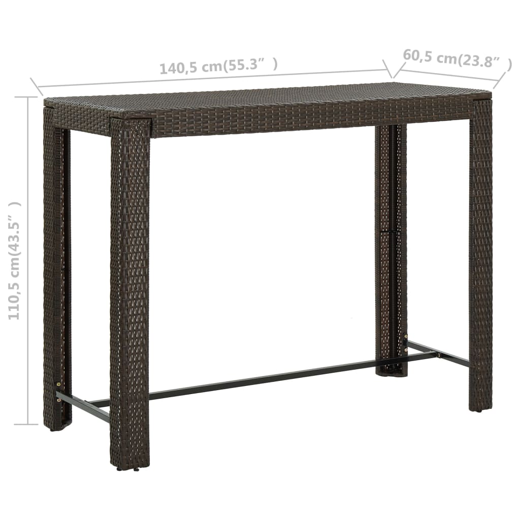 Garten-Bartisch 140,5X60,5X110,5 Cm Poly Rattan
