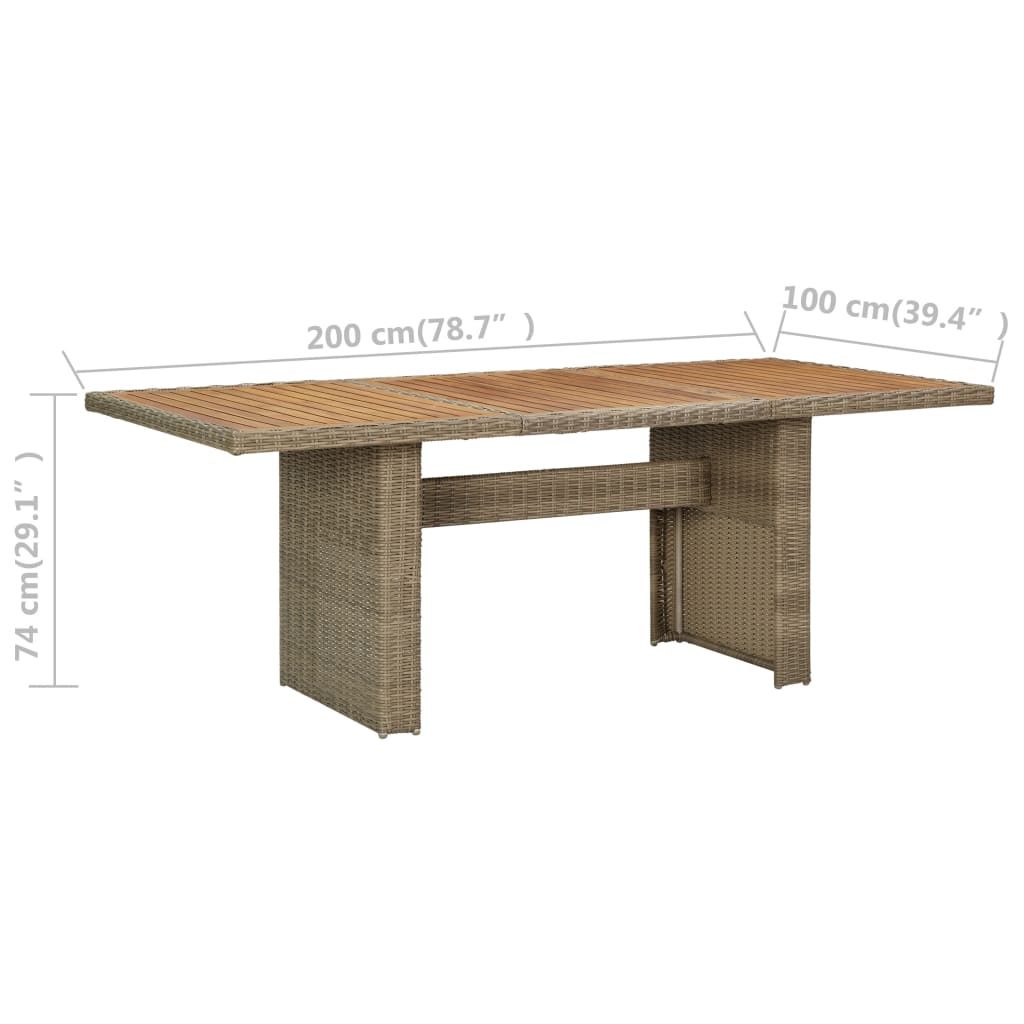 Garten-Esstisch 200X100X74 Cm Poly Rattan