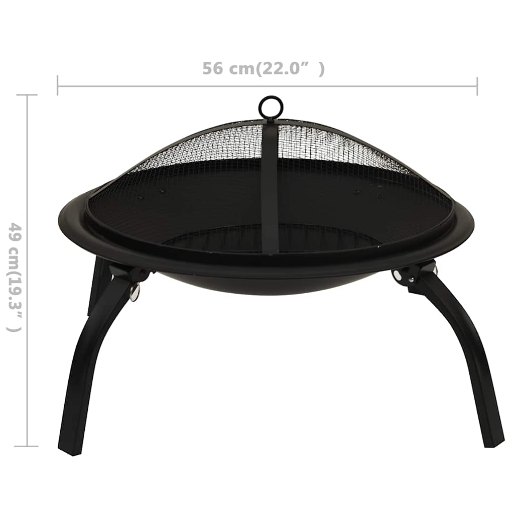 2-In-1 Feuerstelle Und Grill Mit Schürhaken 56X56X49 Cm Stahl