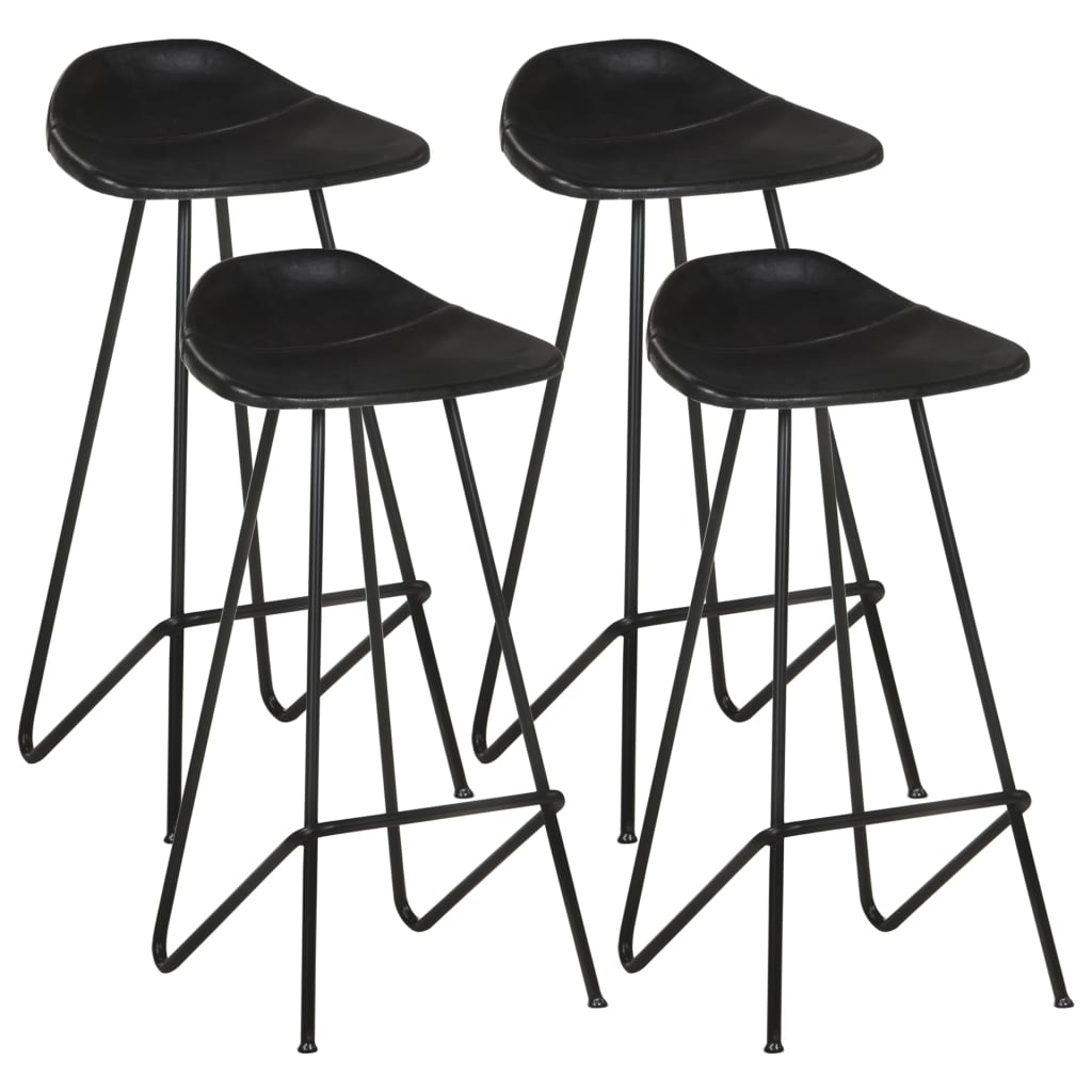Barhocker 2 Stk. Braun Echtleder