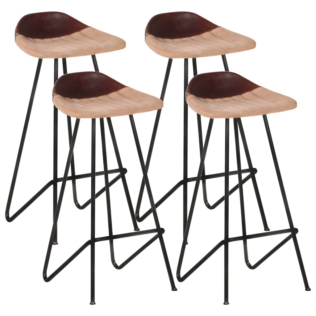 Barhocker 2 Stk. Braun Echtleder