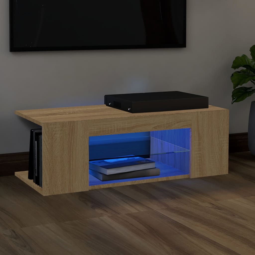 Tv-Schrank Mit Led-Leuchten Artisan-Eiche 90X39X30 Cm