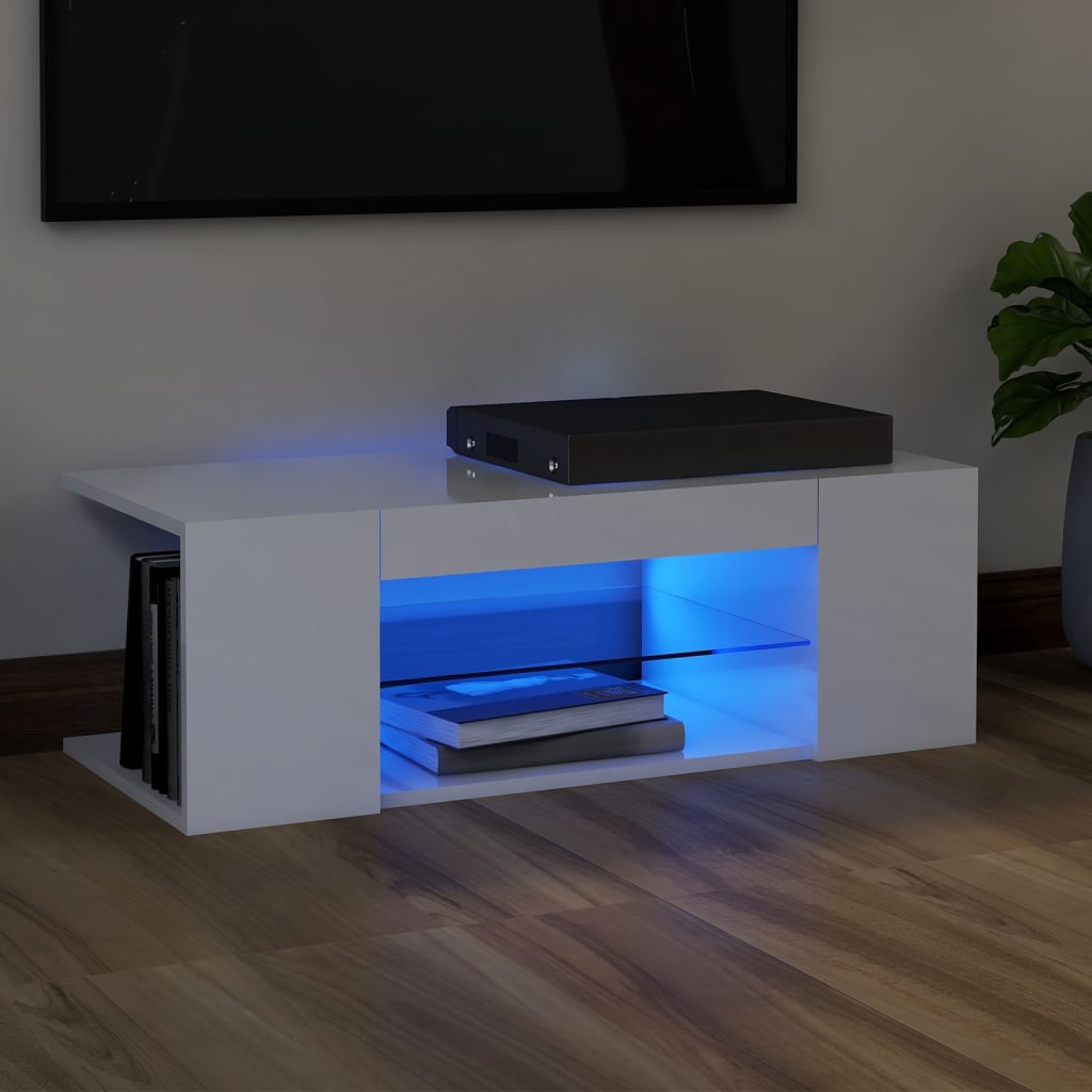 Tv-Schrank Mit Led-Leuchten Artisan-Eiche 90X39X30 Cm
