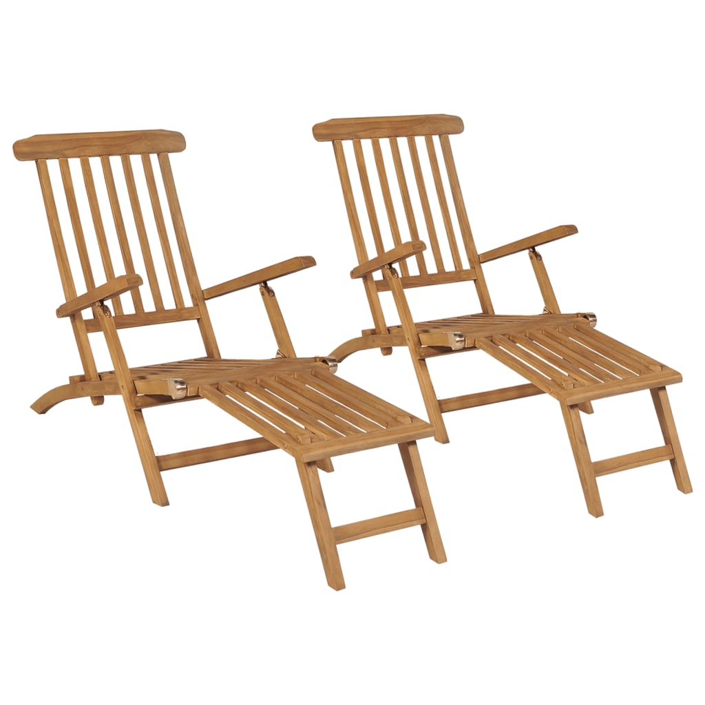 Garten-Liegestuhl Mit Fußstütze Und Tisch Massivholz Teak