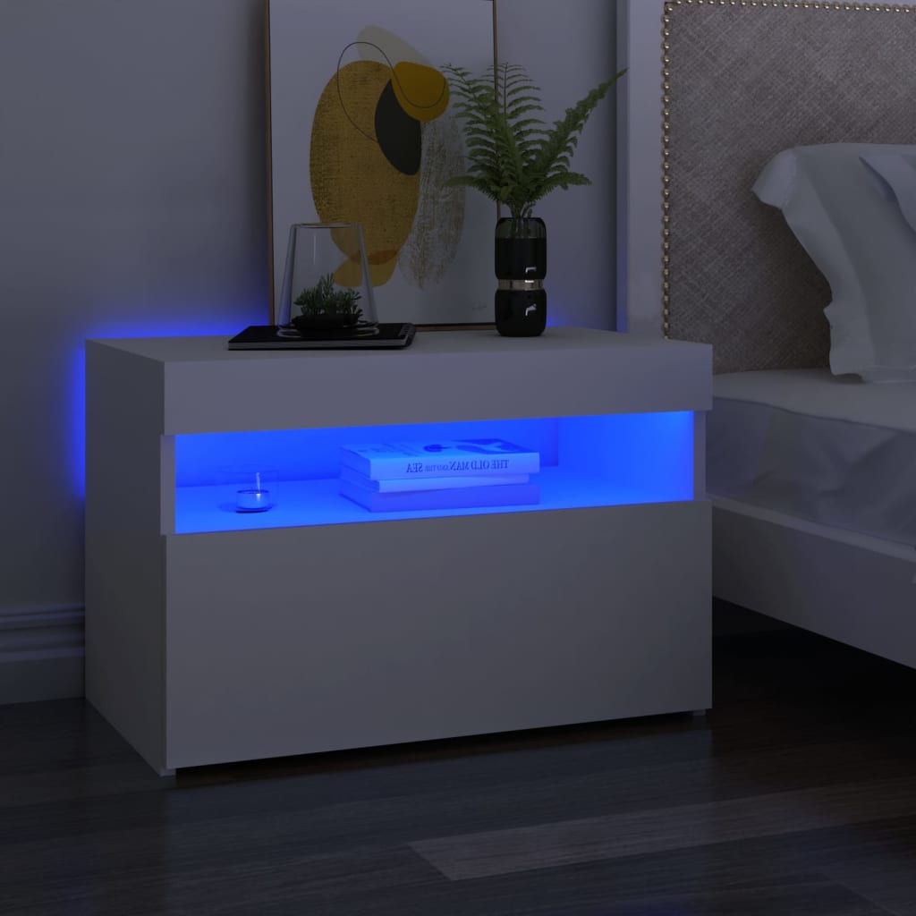 Nachttisch Mit Led-Leuchten -Optik 60X35X40 Cm