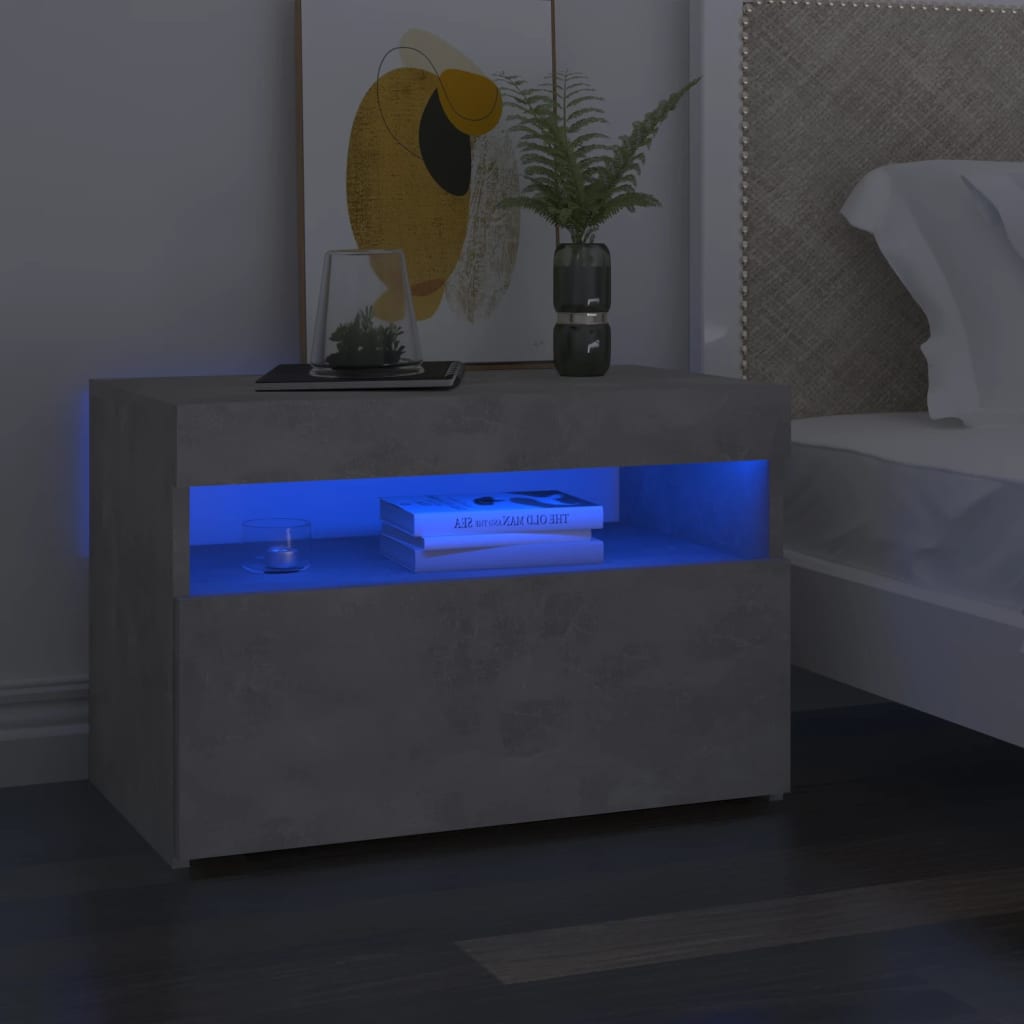 Nachttisch Mit Led-Leuchten -Optik 60X35X40 Cm
