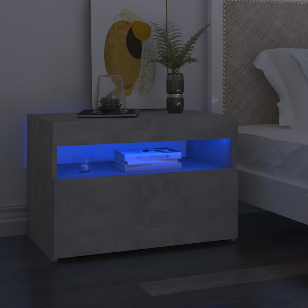 Nachttisch Mit Led-Leuchten -Optik 60X35X40 Cm