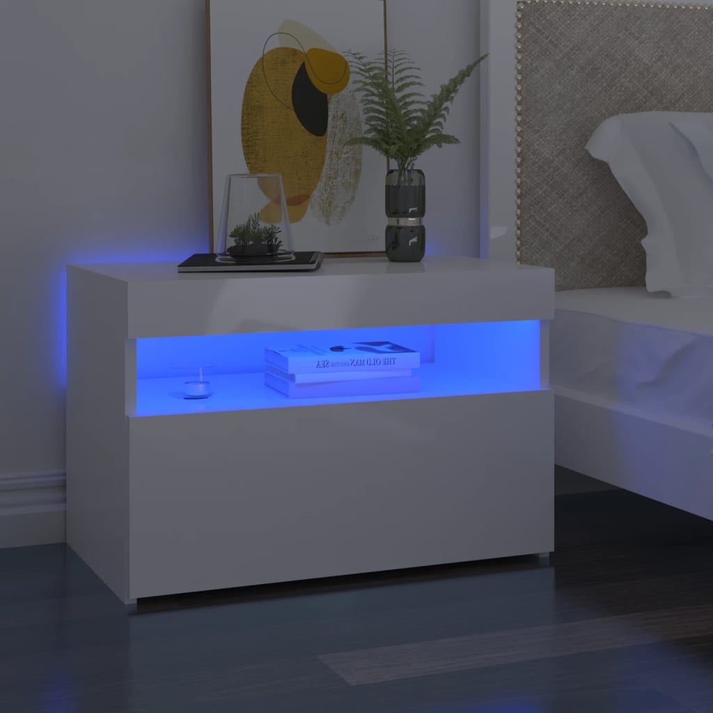 Nachttisch Mit Led-Leuchten -Optik 60X35X40 Cm