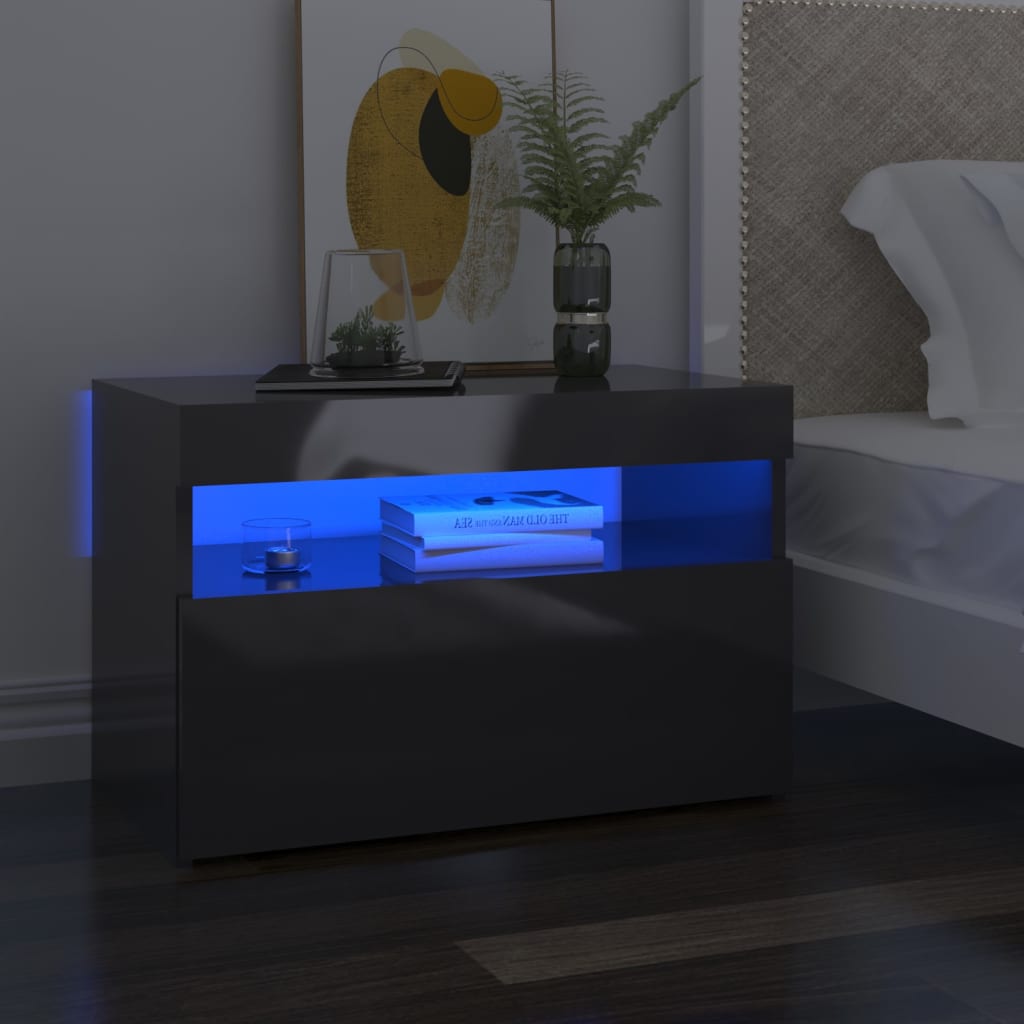 Nachttisch Mit Led-Leuchten -Optik 60X35X40 Cm