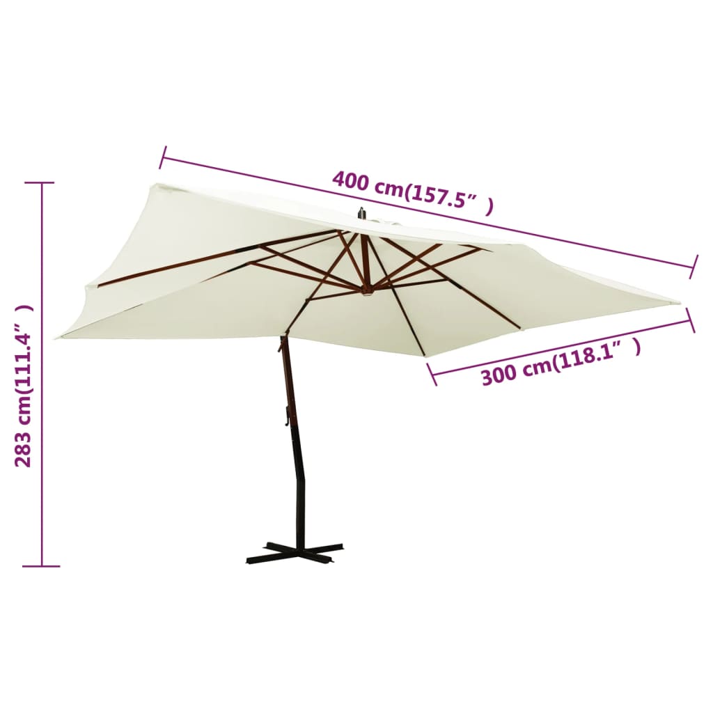 Ampelschirm Mit Holzmast 400X300 Cm Sand