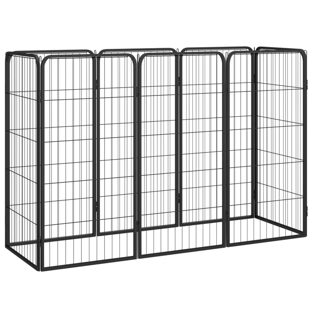 32-Tlg. Hundelaufstall Schwarz 50X100Cm Stahl Pulverbeschichtet