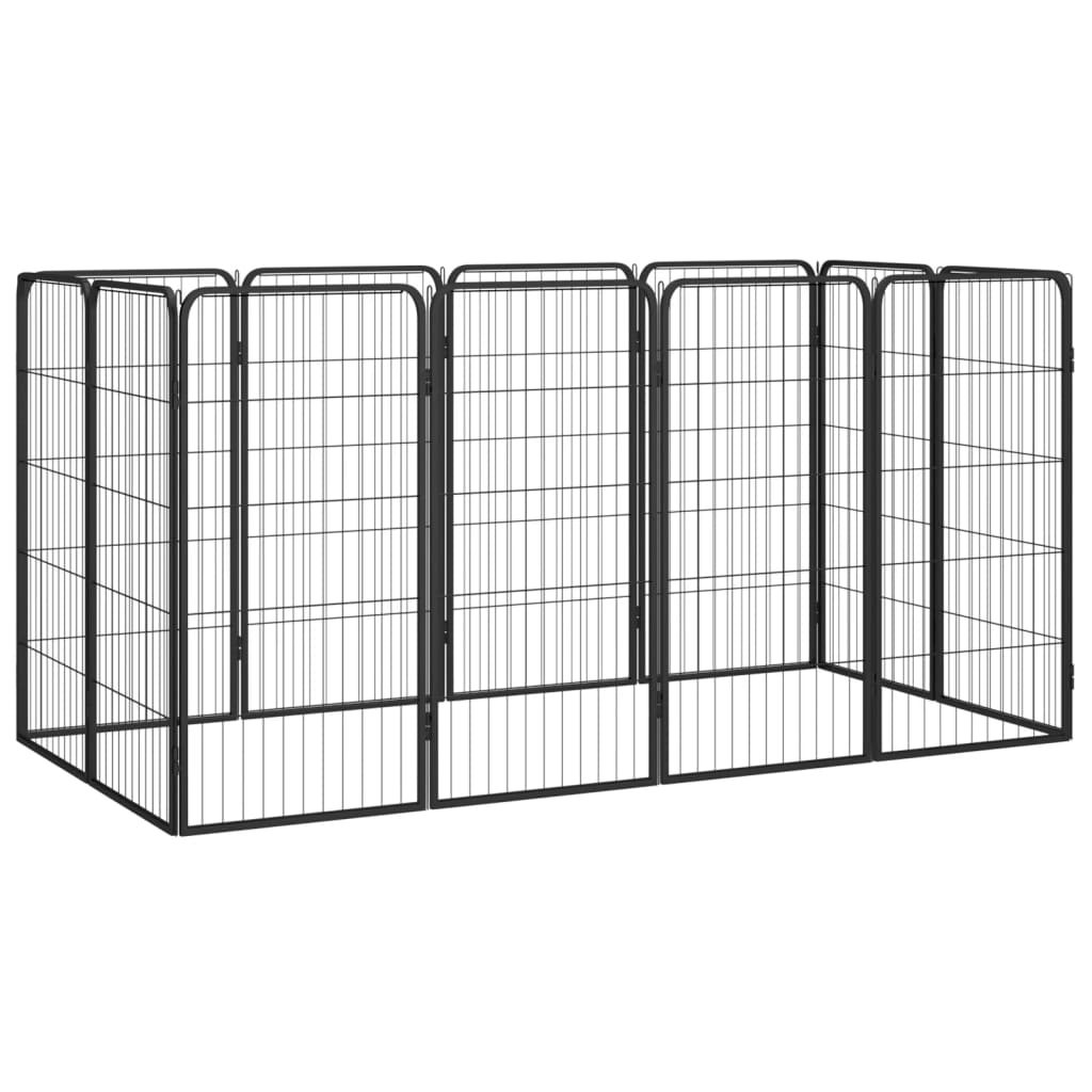 32-Tlg. Hundelaufstall Schwarz 50X100Cm Stahl Pulverbeschichtet