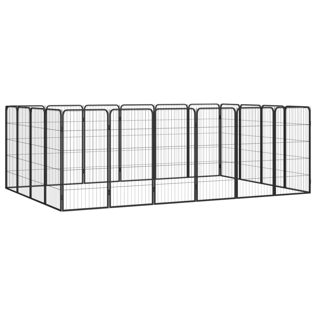 32-Tlg. Hundelaufstall Schwarz 50X100Cm Stahl Pulverbeschichtet