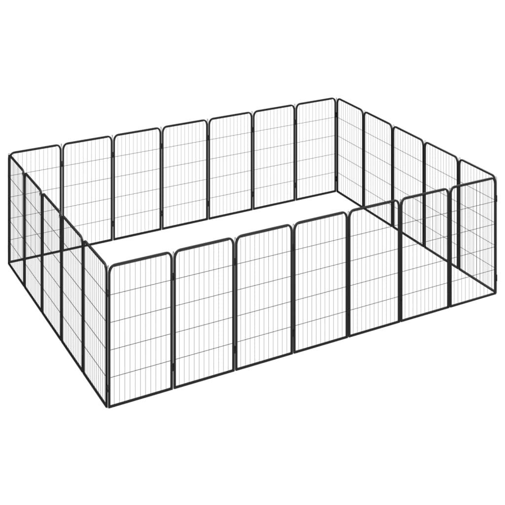 32-Tlg. Hundelaufstall Schwarz 50X100Cm Stahl Pulverbeschichtet