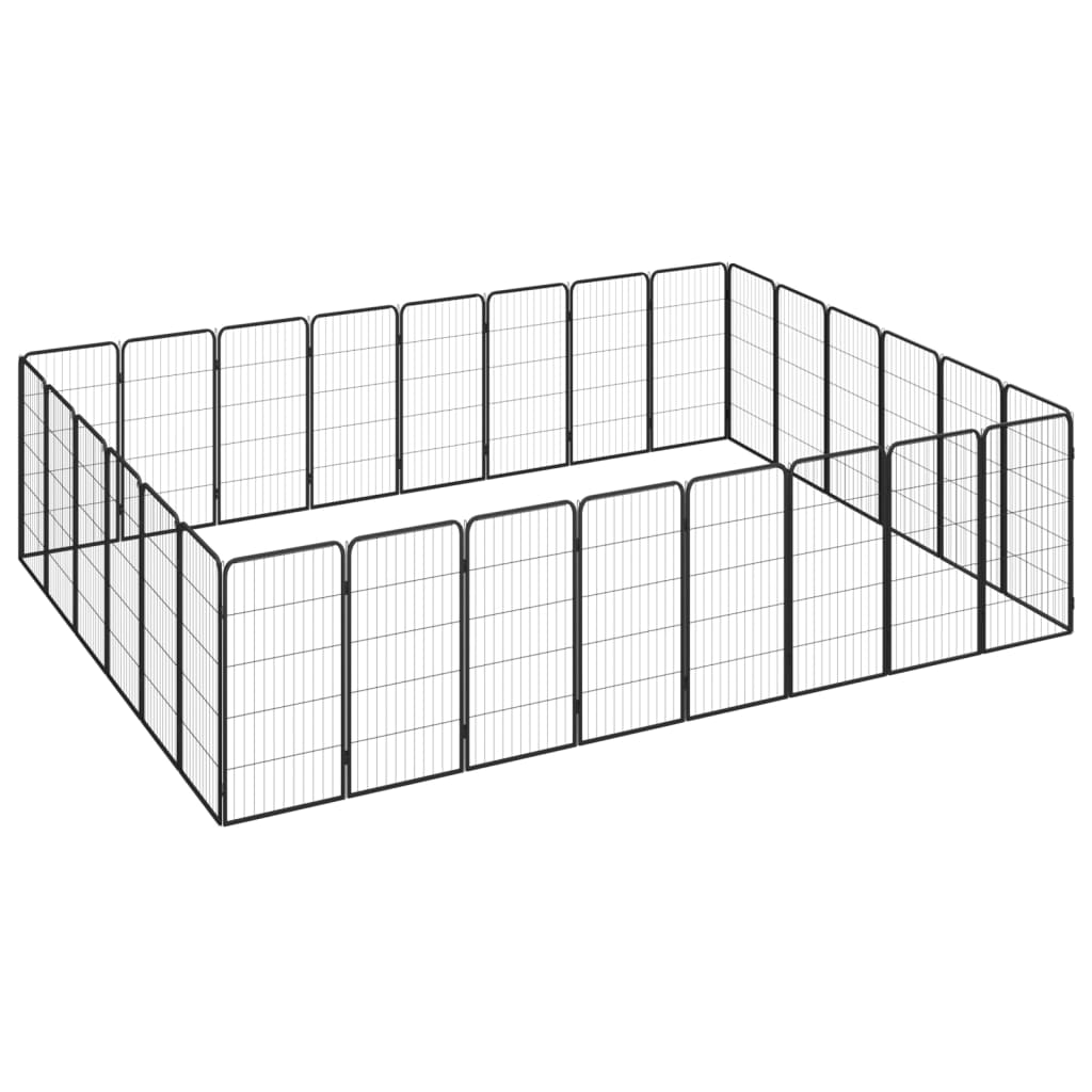 32-Tlg. Hundelaufstall Schwarz 50X100Cm Stahl Pulverbeschichtet