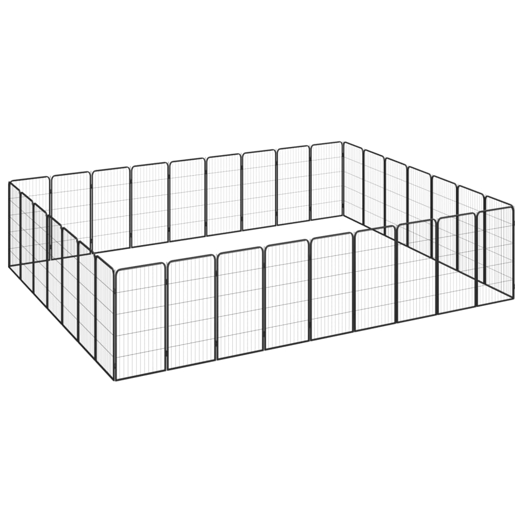 32-Tlg. Hundelaufstall Schwarz 50X100Cm Stahl Pulverbeschichtet