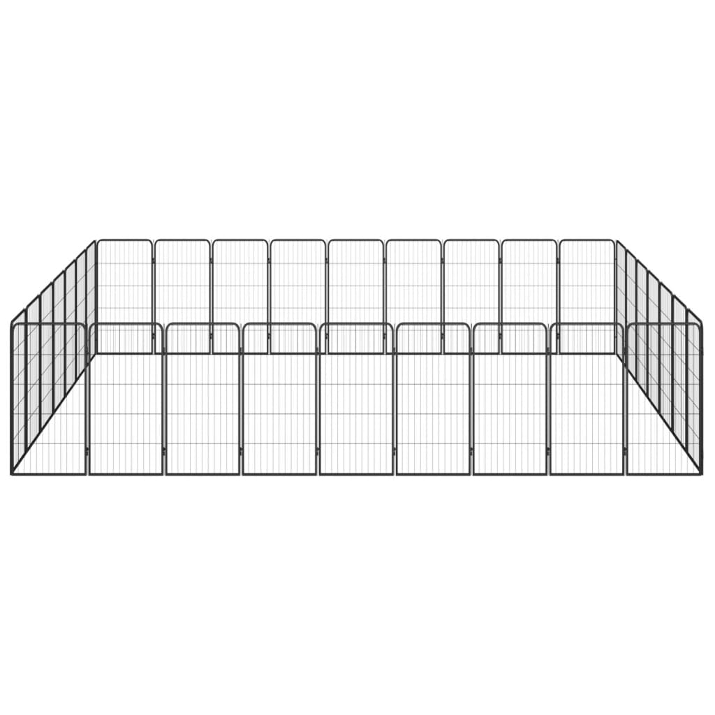 32-Tlg. Hundelaufstall Schwarz 50X100Cm Stahl Pulverbeschichtet