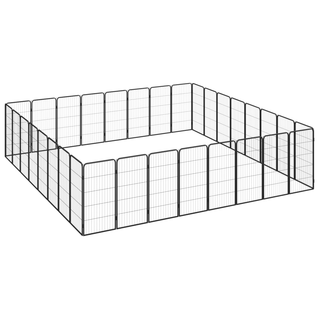 32-Tlg. Hundelaufstall Schwarz 50X100Cm Stahl Pulverbeschichtet