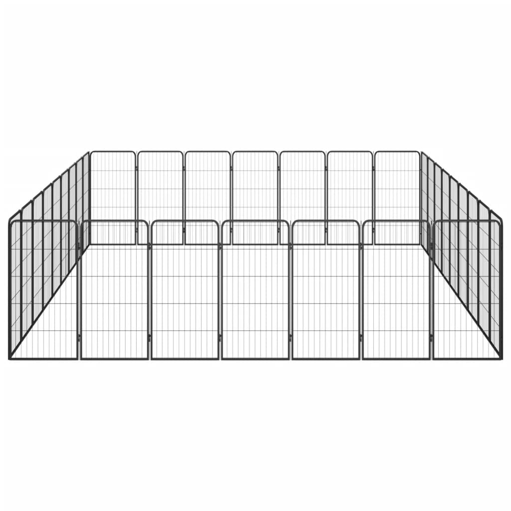 32-Tlg. Hundelaufstall Schwarz 50X100Cm Stahl Pulverbeschichtet