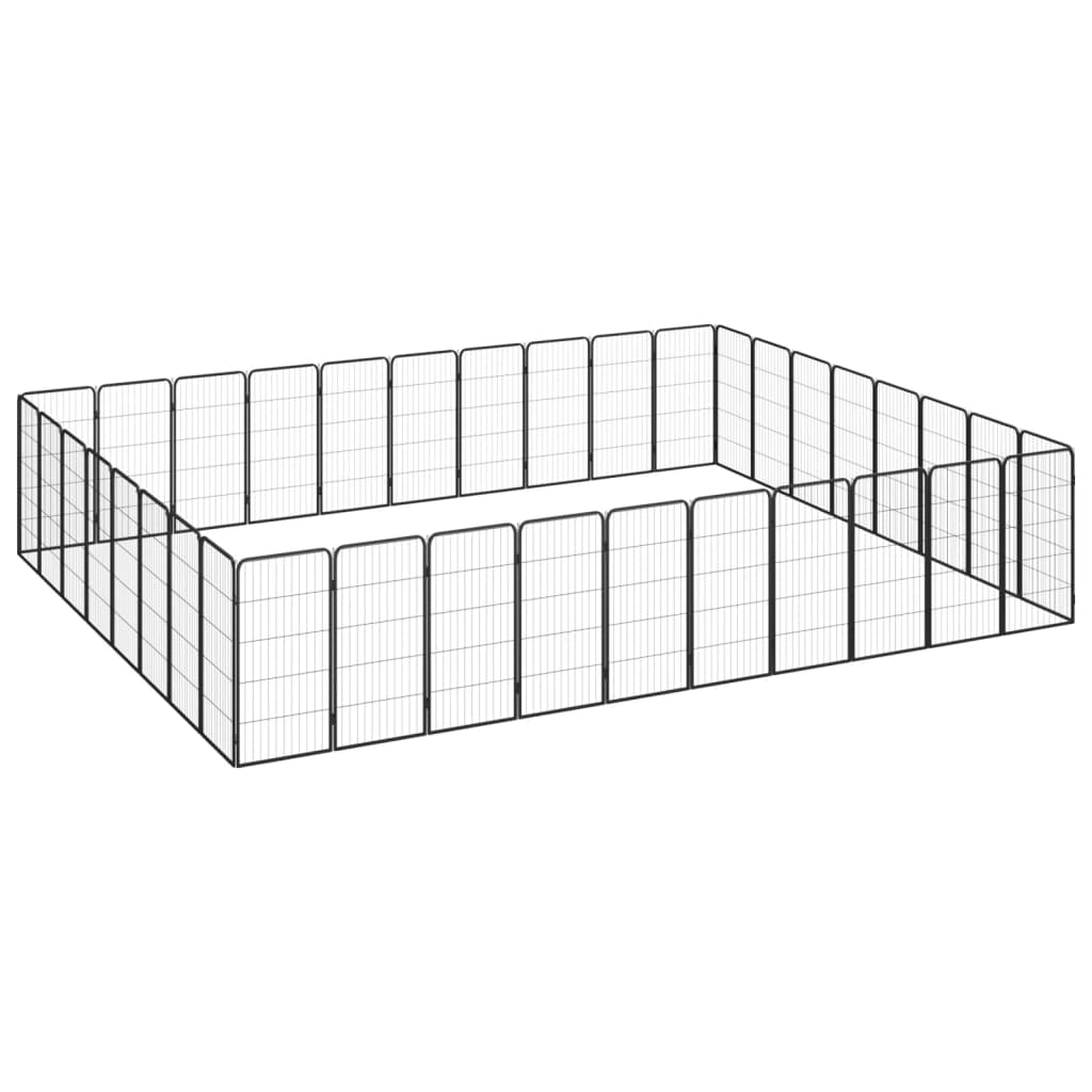 32-Tlg. Hundelaufstall Schwarz 50X100Cm Stahl Pulverbeschichtet