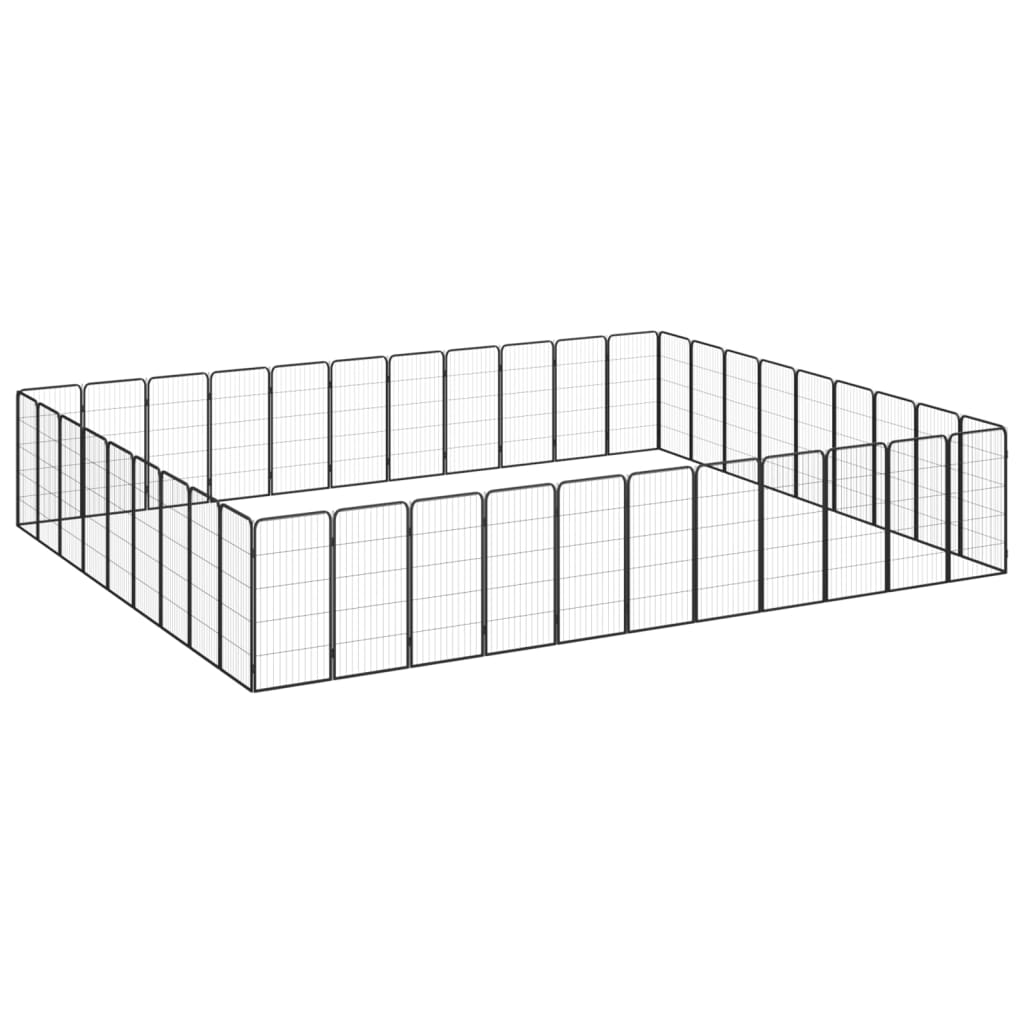 32-Tlg. Hundelaufstall Schwarz 50X100Cm Stahl Pulverbeschichtet