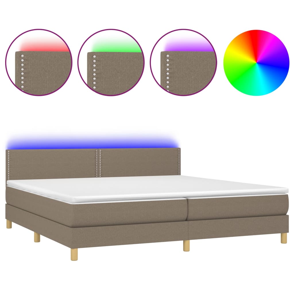Boxspringbett Mit Matratze & Led Stoff Taupe