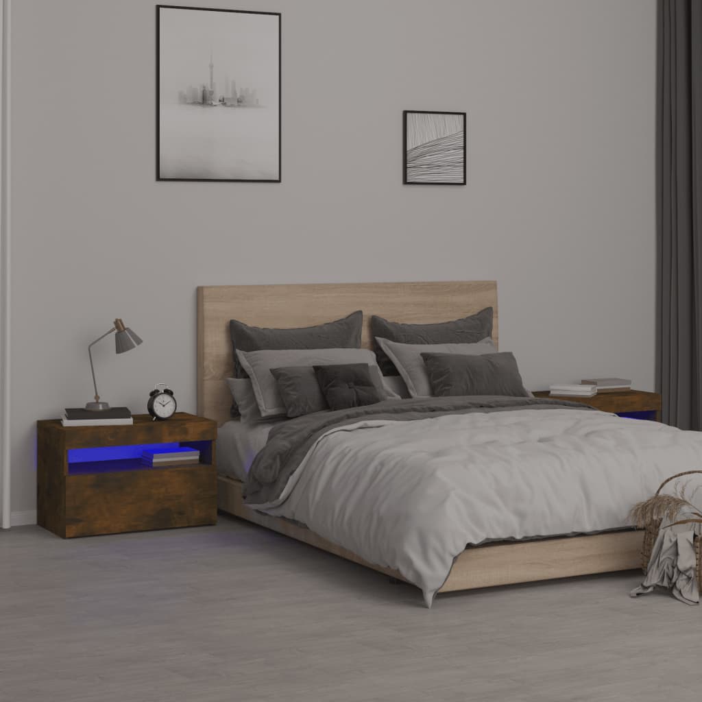 Nachttisch Mit Led-Leuchten -Optik 60X35X40 Cm
