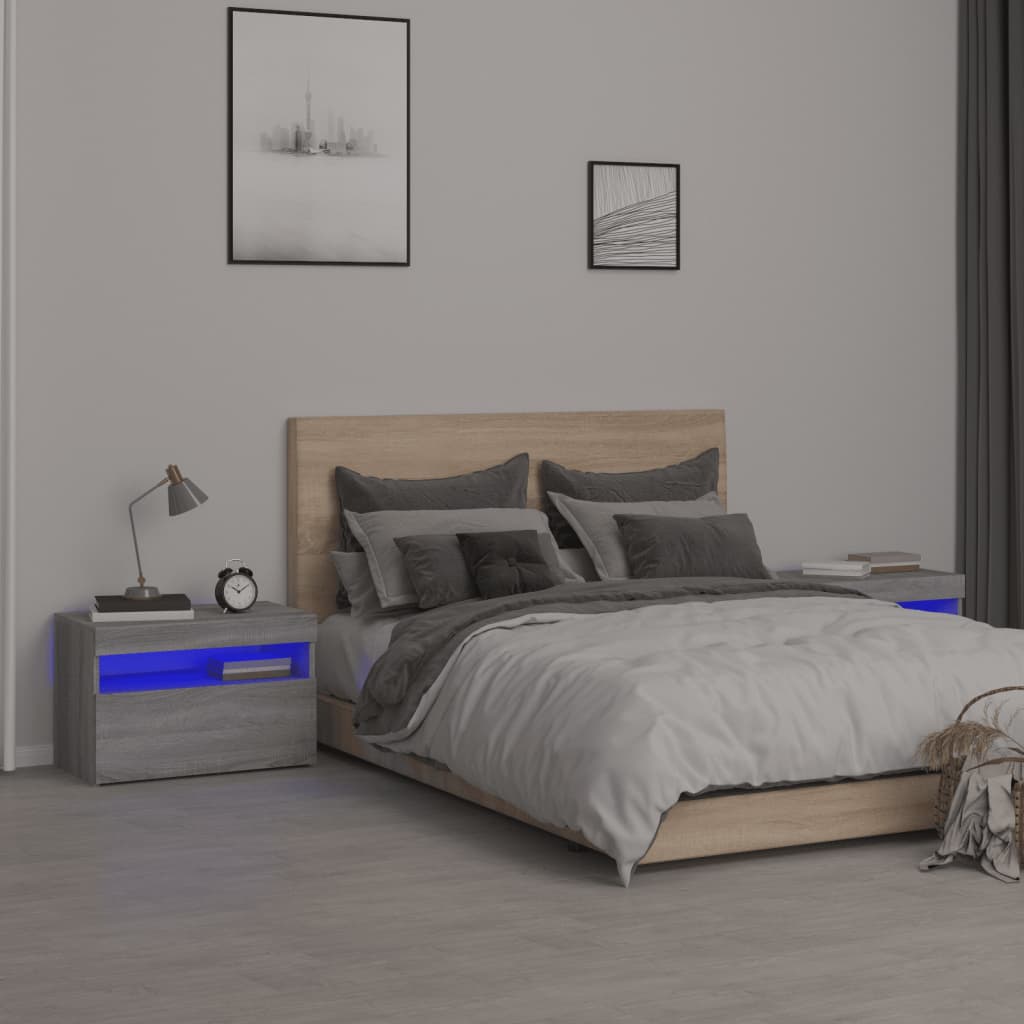 Nachttisch Mit Led-Leuchten -Optik 60X35X40 Cm