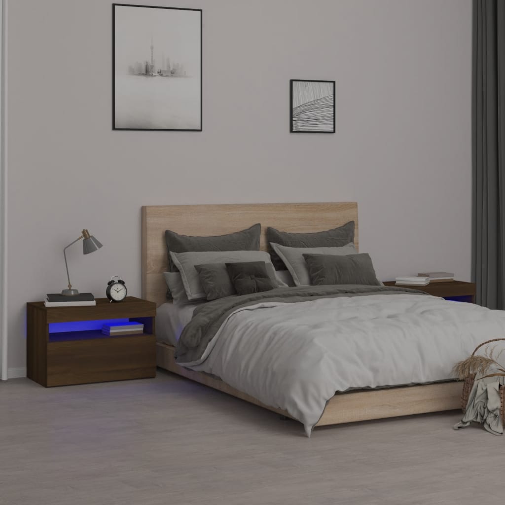 Nachttisch Mit Led-Leuchten -Optik 60X35X40 Cm